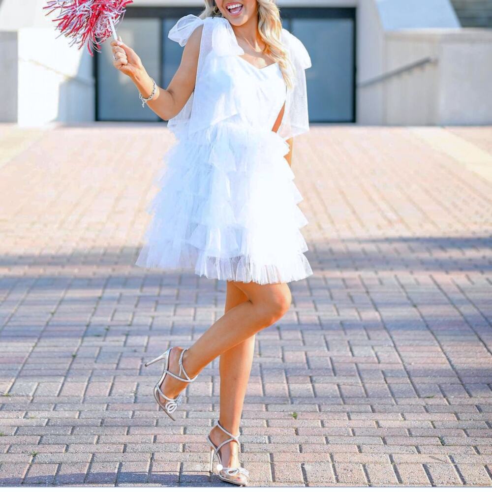 Vintage Aura White Tulle Ballerina Angel Fairy Whimsy Tiered Ruffle Dress SMALL - Picture 3 of 7